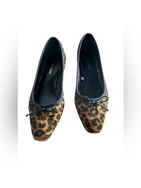 NWT Veronica Beard Cecile Leopard Square Toe Ballet Flats in Brown and Black